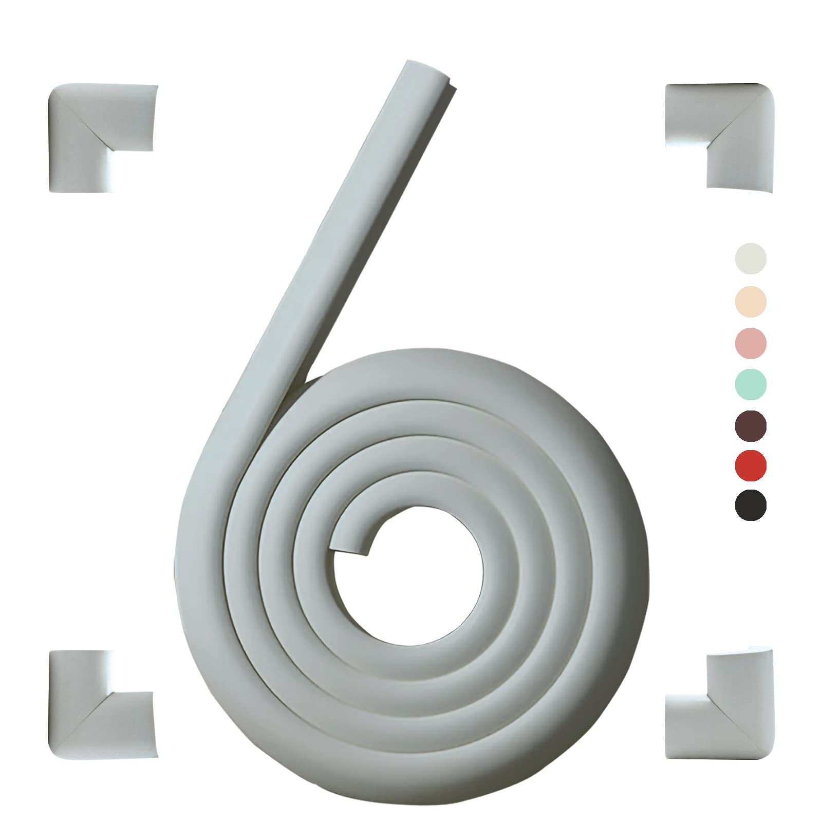 Fozobaiy Baby Corner and Edge Protectors, Baby Proofing Foam Guard, Table Edge Protectors for Kids Safety, Suitable for Furniture, Fireplace, Counter Sharp Corners (Grey, 4 Corner & 2M Bumpers)