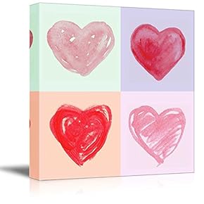 Canvas Wall Art - Multi-Color Pop Art with Heart Shapes - Giclee Print Gallery Wrap Modern Home Art Ready to Hang - 12" x 12"