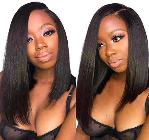 Maylas 10A Grade High Density Brazilian Human Hair Short Bob Lace Front Wigs With Baby Hair Short Bob Human Hair Wigs For Ladies (150 density 12 inches) …