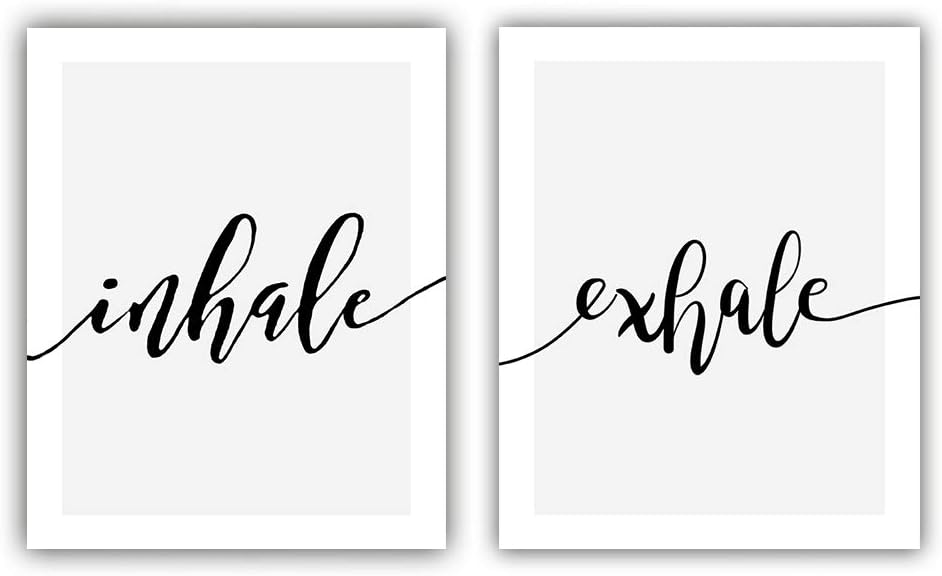 Inspirational Quote and Saying Modern Minimalist Art Painting,Set of 2 (8”X10” Canvas Picture),Inhale,Exhale Art Print,Motivational Phrases Wall Art for Bedroom or Yoga Room Home Decor,No Frame
