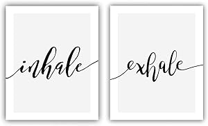 Inspirational Quote and Saying Modern Minimalist Art Painting,Set of 2 (8”X10” Canvas Picture),Inhale,Exhale Art Print,Motivational Phrases Wall Art for Bedroom or Yoga Room Home Decor,No Frame