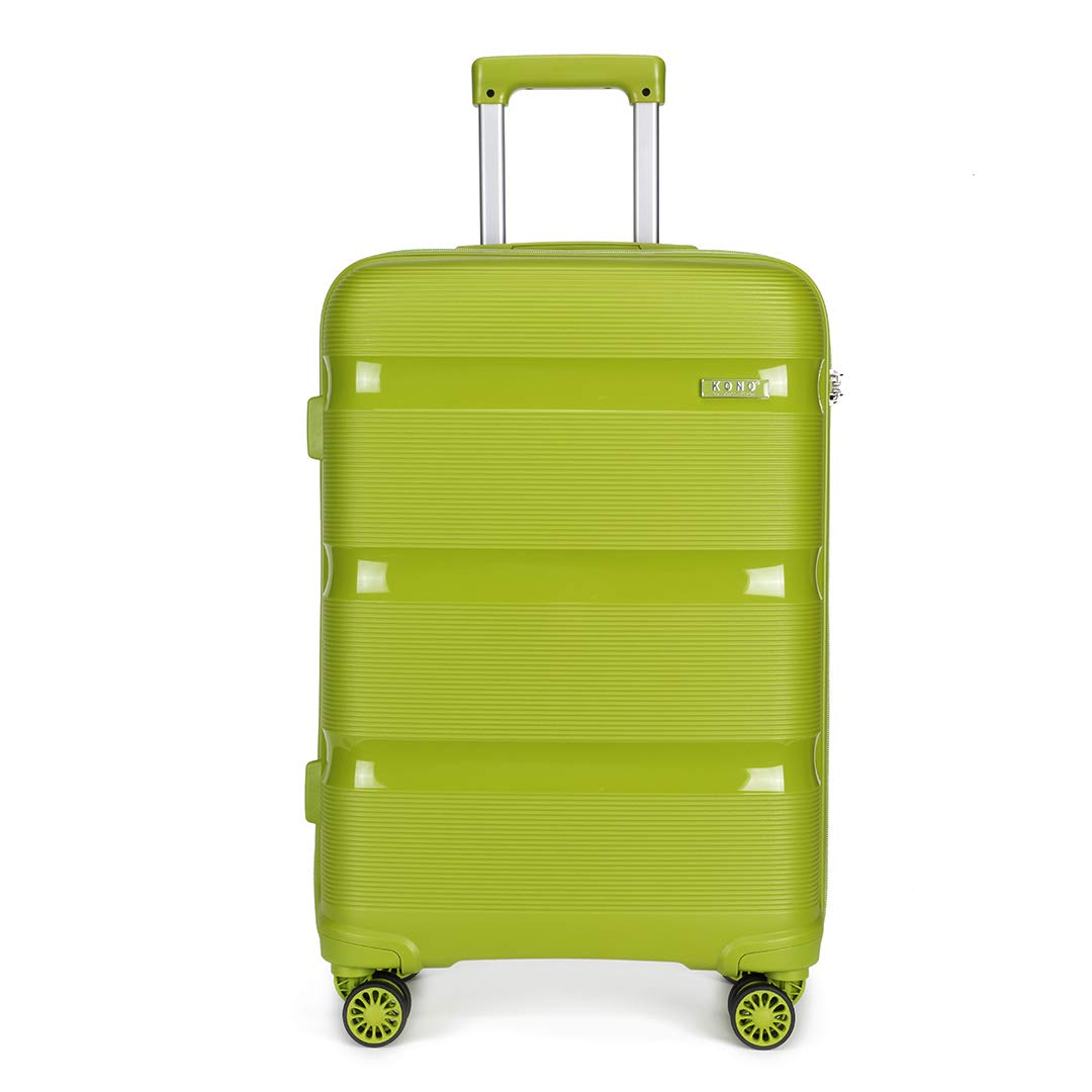 Kono 20 Inch 55x40x20cm Cabin Suitcase for EasyJet Ryanair Carry On Lightweight PP Luggage Hard Shell Travel Trolley with 4 Spinner Wheels TSA Lock(Green)