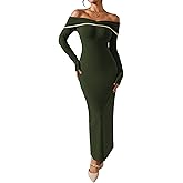 Pink Queen Off Shoulder Bodycon Dress for Women 2025 Sexy Fall Winter Long Sleeve Slim Fitted Cocktail Party Formal Dresses