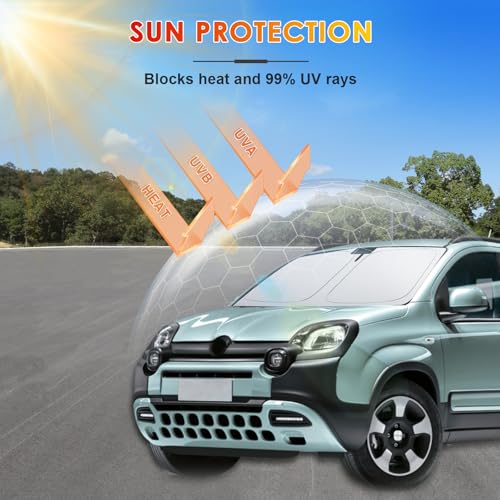 [Upgrade] BSTW Folding Sun Shade for Fiat Panda Cross/City Cross/Hybrid 2020-2025 Windscreen Cover with UV Protection and Thermal Sun Shade Panda Accessories