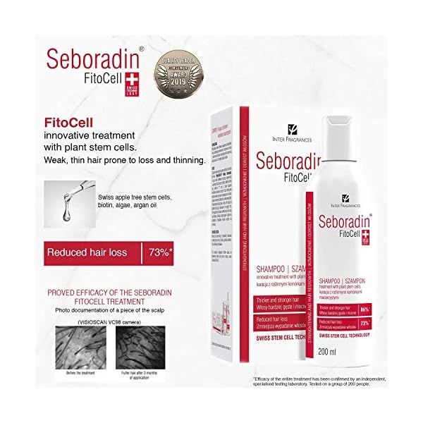 Seboradin-Hair-Loss-and-regrowth-Fitocell-Shampoo-with-Swiss-Technology-Stem-Cells-Phytocelltec-Malus-Domestica-and-Biotin-for-Men-and-Women-200-ml SEBORADIN FITO CELL Hair Shampoo for Stronger Hair 200 ml | Hair Loss and Regrowth | Swiss Technology Stem Cells…