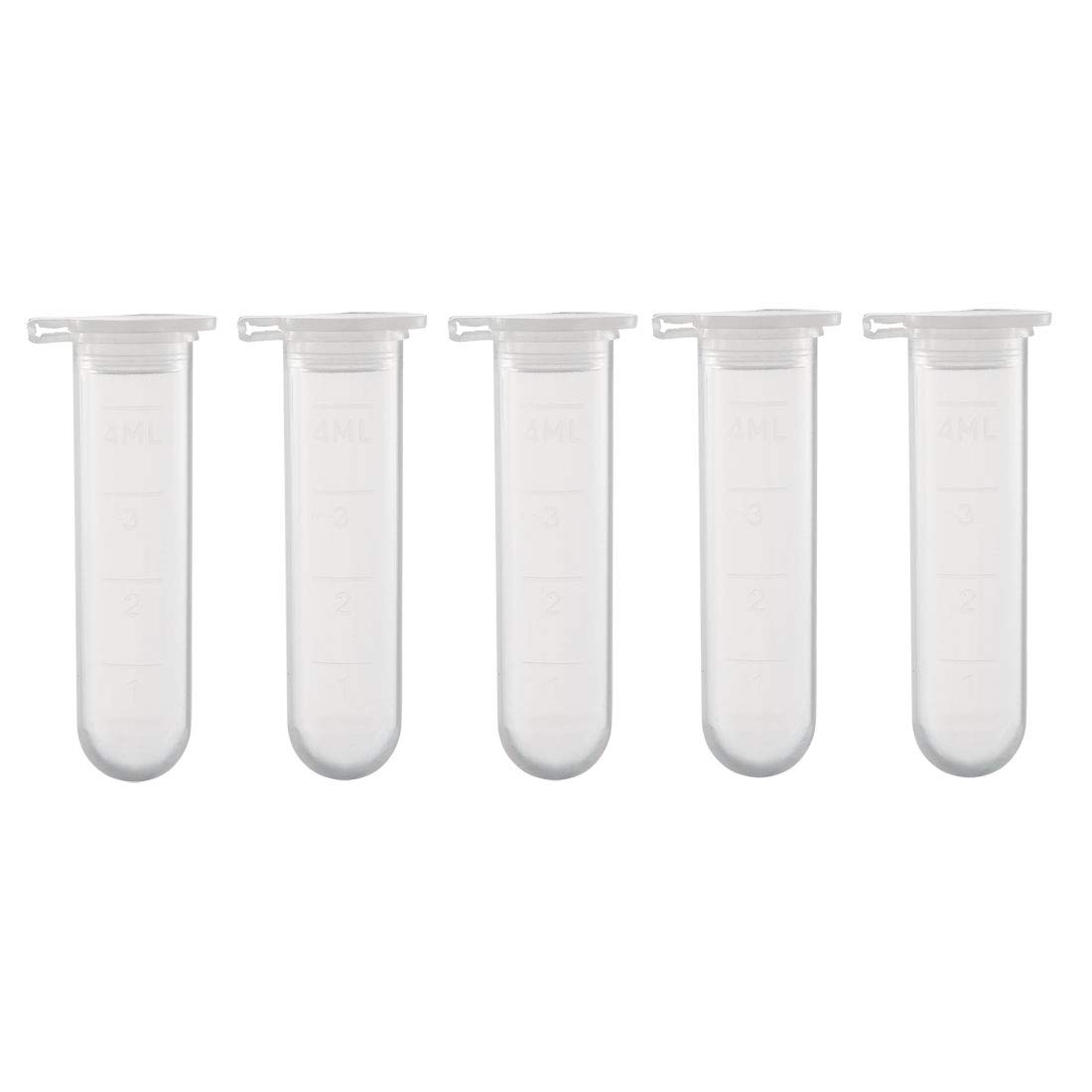 sourcing map 20 Pcs 5ml Plastic Centrifuge Tubes with Snap Cap, Polypropylene Graduated Micro Centrifuge Tube, Round Bottom, Clear, Storage Container for beads Sample Laboratory