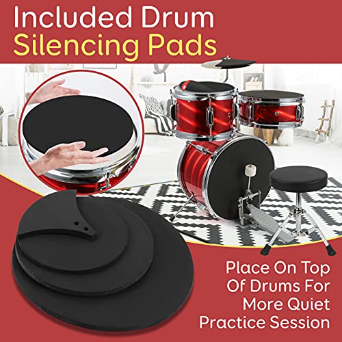 Pyle Drum Set for Kids 3 Piece Beginner Drum Kit, Silencing Pads 13
