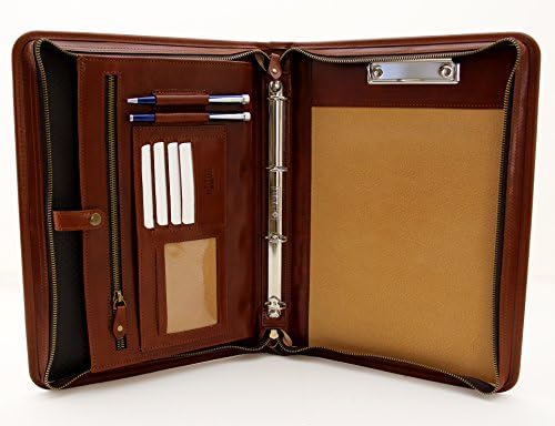 Noda Zipped Folder, Genuine Leather padfolio, Conference Folder A4,Leather A4, Ringbinder, Clipboard,Cogniac