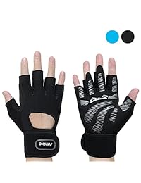 Amble Guantes de entrenamiento con protección de muñeca   Guantes de gimnasio ventilados con almohadilla de palma completa y fuerte agarre para levantar, tirar hacia arriba y otros entrenamientos   para hombres y mujeres