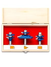Neiko 10111 un cortador de Ogee Router Bit Set para Gabinetes, Pasamano y otras superficies de madera vástago 1 2-inch 3 piezas