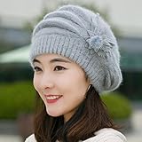 AutumnFall Fashion Womens Flower Knit Crochet Beanie Hat Winter Warm Cap Beret
