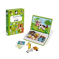 Janod MagnetiBook 41 pc Magnetic Animal Mix and Match Game for Creativity and Motor Skills - Book Shaped Travel/Storage Case Included - S.T.E.M. Toy for Ages 3+