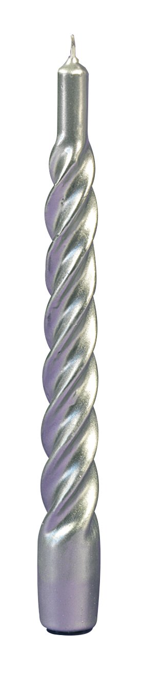 Cereria di Giorgio, Risthò Silver Lacquered Spiral Tapered Wax Candles, 2.2 x 2.2 x 21 cm, Pack of 6