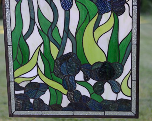20.5" x 34.5" Large Handcrafted Handcrafted Stained Glass Window Panel Iris Flower