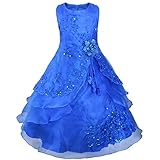 TIAOBU Girls Embroidered Flower Wedding Party Bridesmaid Princess Gown Dress