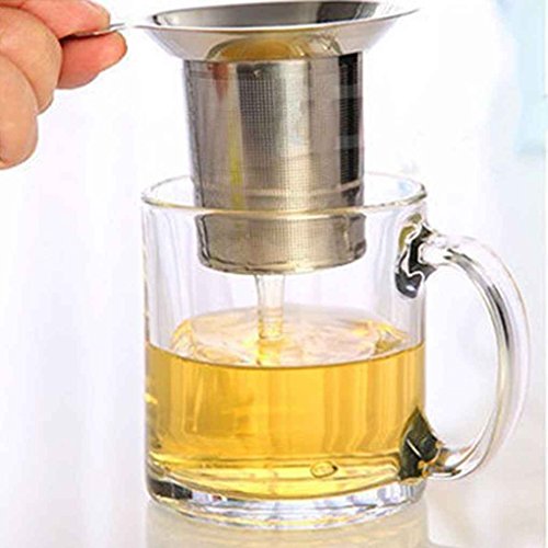 Korowa Tea Strainers Tea Leaves Separator Funnel Round Edge Single-Wire Mesh Filter Stainless Steel 0 88mm X 75mm