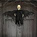 Halloween Haunters Animated Hanging Flying Skeleton Skull Head Bat Reaper with Moving Arms and Wings Prop Decoration - Red LED Eyes, Howls - Haunted House, Graveyard, Entryway Party - Battery Operated
