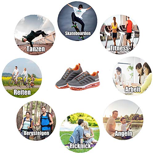Monrinda Women Air Trainers Running Shoes Men Breathable Outdoor Sneakers Fitness Jogging Sports Ladies Shoes grayorange 34EU