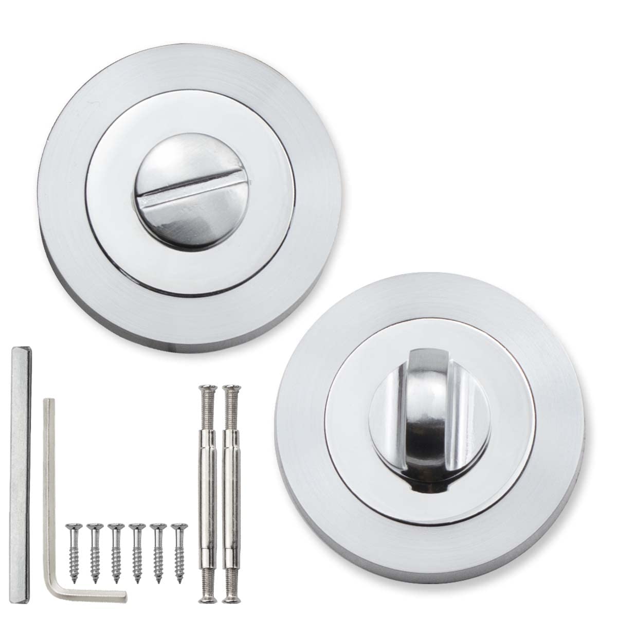 Bwintech 1 Pair 52MM Dual Color Bathroom Escutcheon Polished Nickel Turn and Release Set