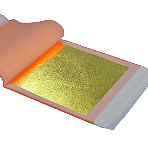 Sim Gold Leaf Goldfolie, 24 Karat Echtgold, haftend, 80 x 80 mm, 10 Stück