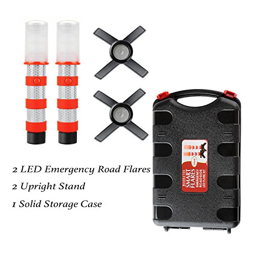 2 LED Emergency Road Flares Red Roadside Beacon Safety Strobe Light Warning Signal Alert