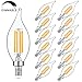 E12 LED Candelabra Bulb 60W Equivalent Dimmable LED Chandelier Light Bulbs 6W, 2700K Warm White, 600LM CA11 Flame Tip Vintage LED Filament Candle Bulb with Decorative Candelabra Base, 12-Pack