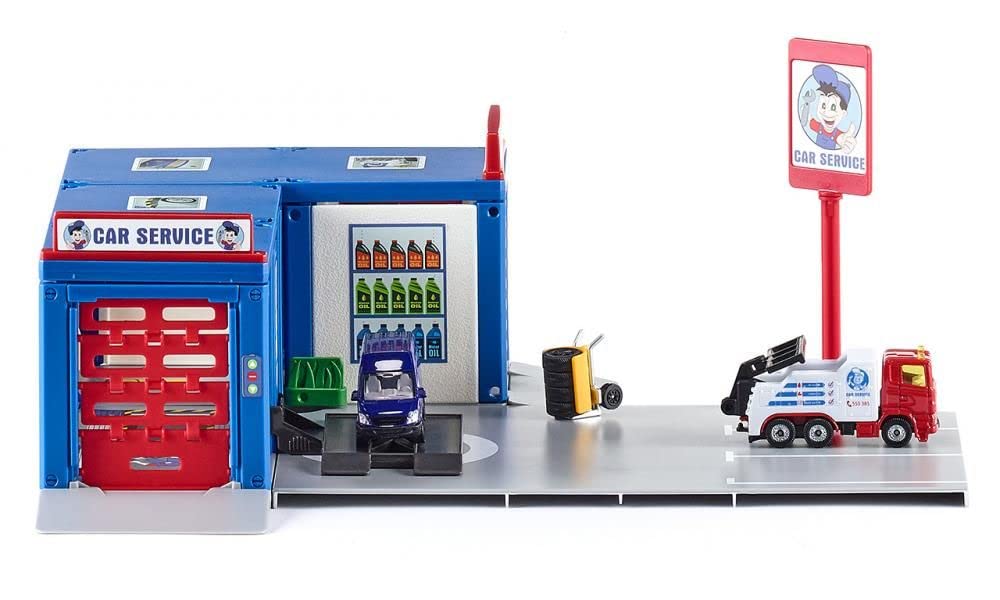 siku 5507, Car Service Workshop, Plastic,Metal, Multicolour, Incl. 2 siku vehicles, Multifunctional, Suitable for items up to 1:50 scale