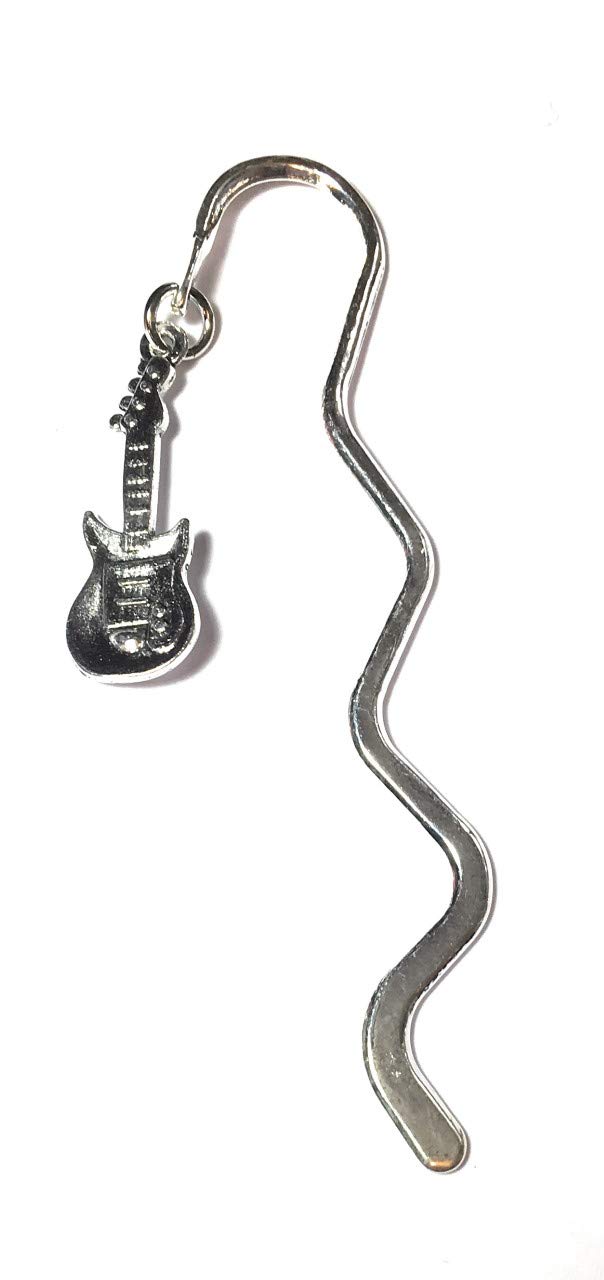 FizzyButton Gifts Silver Tone Electric Guitar Charm Mini Bookmark in Gift Bag