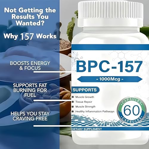 BPC 157 Peptide Capsules 1000 mcg supports muscle growth, tissue repair, strength, 60 capsules(1PC)