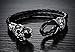 LZD Men's Unisex Stainless Steel Black Genuine Leather Skull Gothic Bracelet G82