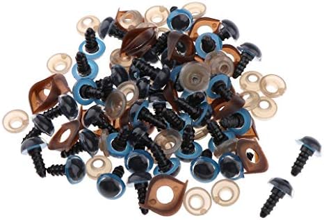 DYNWAVE 100Pcs 14/12mm Safety Eyes Eyelid with Thread End & Washers Buckle for Doll, Puppet Making - Blue, 12mm