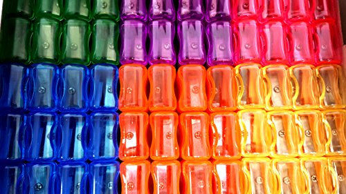 Pencil Sharpeners For Kids with Removable Neon Colored Lids (72 Pack)