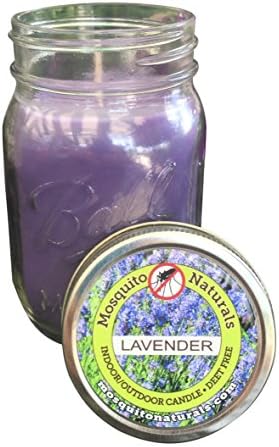 Mosquito Naturals Natural Lavender Mosquito Repellent Candle Indoor/Outdoor - 88 Hour Burn - Naturally Repels Insects with Essential Oils, Citronella Soy, Ball Mason Jar, Made in USA, from