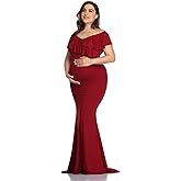 Mommy Jennie Long Maternity Dress for Photoshoot Stretchy Pregnancy Ruffle Maxi Photography Dress for Baby Shower
