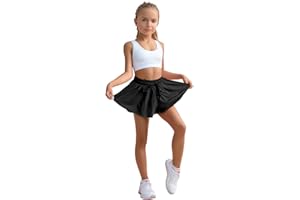 MAZIKY Flowy Shorts Girls Preppy Shorts 2 in 1 Butterfly Running Shorts with Pockets for Dance Gym Sports Playground