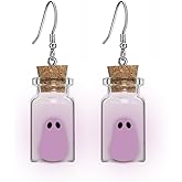 Purple Ghost Earrings Glow in The Dark Earrings Spooky The Adopt A Ghost in a Bottle Dangle Earring for Women