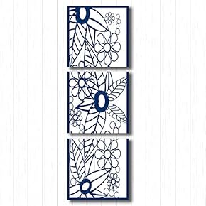 NWT Canvas Wall Art Blue Flowers Pattern Painting...