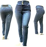 BLA BLUE HIGH WAIST WOMENS PLUS SIZE denim jeans W/BACK ELASTIC WAIST SKINNY LEG (16)