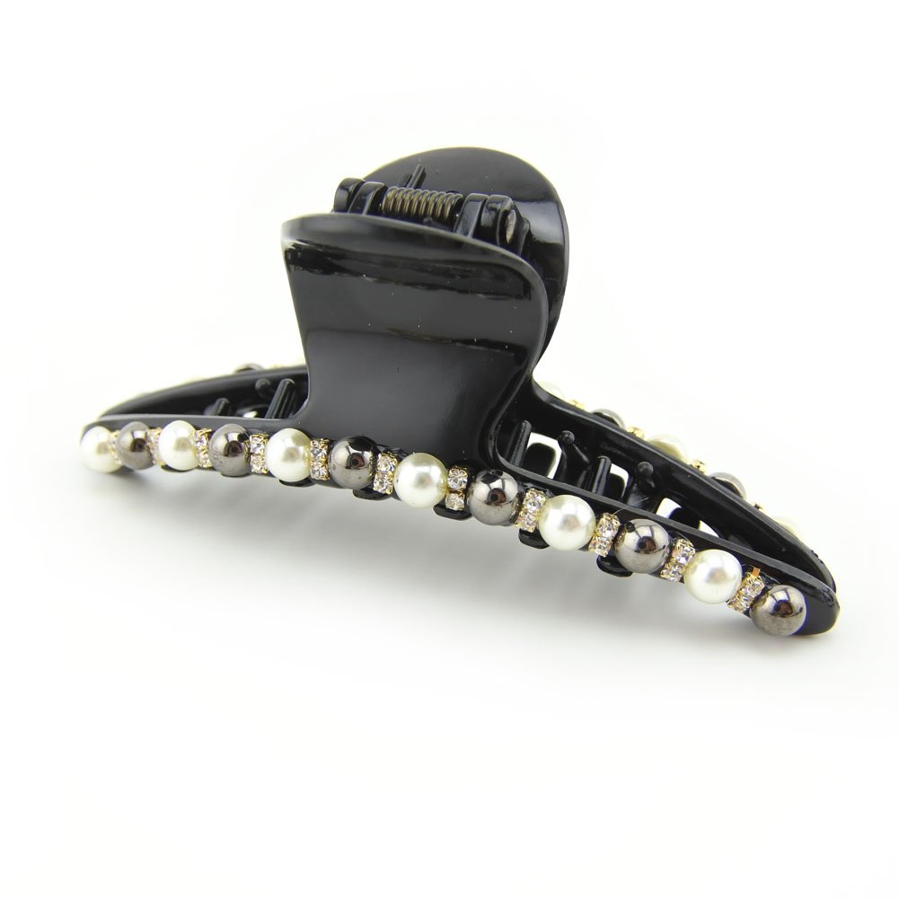 Meilliwish Gem Pearl Cute Beautiful Hair Claw Clip for Women Girls 1 PCS(D79)(Long)