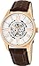 Stuhrling Original Mens Stainless Steel, Rose Gold Plated, Automatic Watch, Silver Skeleton Dial, Brown Leather Band, 747 Series primary