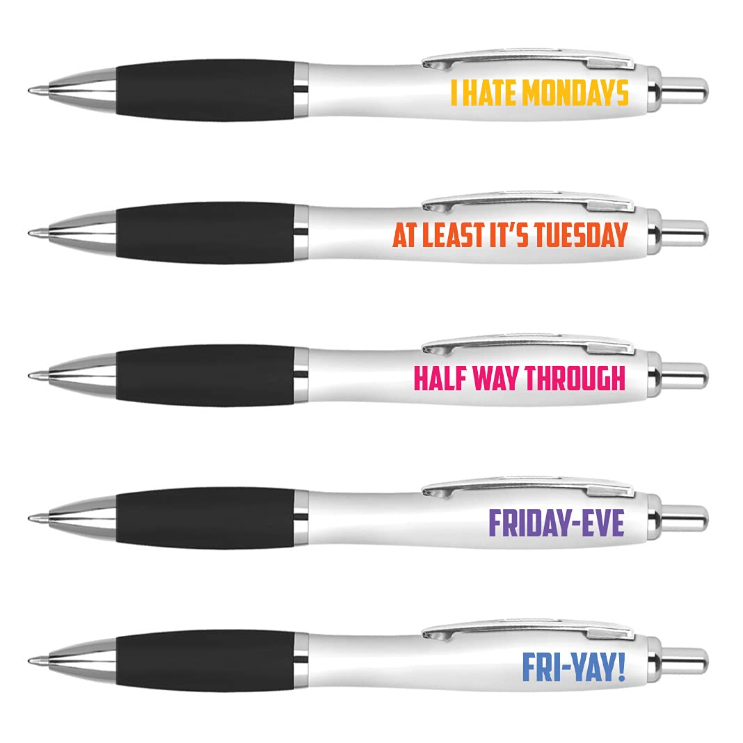DV DESIGN 5 x Weekdays Pens - Funny Monday Friday Work Secret Santa Quotes Gift #75733