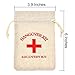 Maxdot 20 Packs Cotton Muslin Wedding Party Favor Bags Red Cross Bachelorette Hangover Kit Bags Recovery Kit Bags Survival Kit Bags Drawstring Bag, 6 x 3.9 Inches