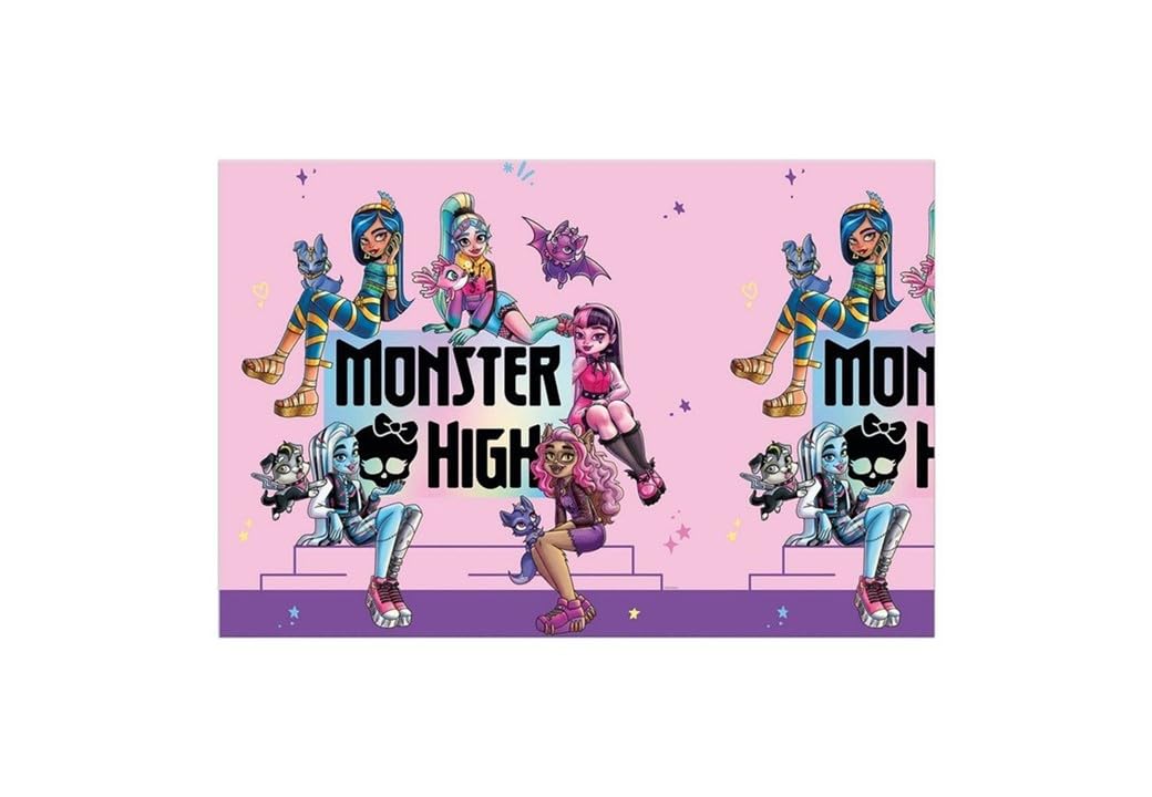 ALMACENESADAN, 5055; Reusable Plastic Tablecloth Ideal for Parties and Birthdays of the Monsters High License; Dimensions 120 x 180 cm; Fiesta Monsters High Tablecloth