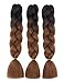 Forevery Braiding Hair 24” Jumbo Braids Color Braiding Hair 3PCS Braiding Hair Brown Jumbo Braiding Kenakalon Hair Braid Hair (3pcs, Black-Dark Brown)