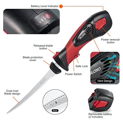 VLOXO Cordless Electric Fillet Knife, Rechargeable Fish Fillet Knife