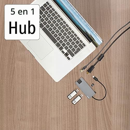 | Hub USB-C 5 Puertos HDMI LAN Gigabit USB 3.2