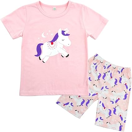 Girls Pyjamas Sets Toddler Kids Cute Pajamas Pjs 100% Cotton T Shirt ...