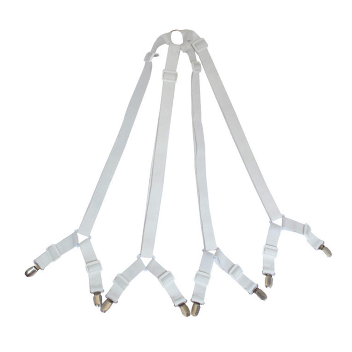 Pesine Bed Sheet Clips Adjustable Sheet Straps Bed Fitted Sheet Fastener Crisscross Suspenders Sheet Grippers Holder Bedsheets (white)