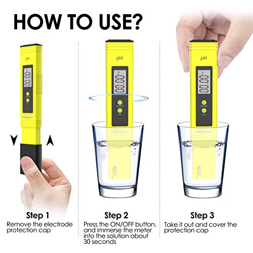Membrane Solutions PH Meter for Water 0.01 PH High Accuracy Water Quality Tester with 0.00-14.00 PH Measurement Range, with ATC, Auto Calibration, for Household Drinking, Pool and Aquarium ...