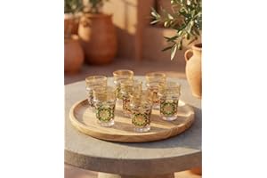 Handmade Decoration Morocco Style Tea Glass Set, Traditional Decorative Tea Cups with Gold Pattern, Colorful Floral Design, 1